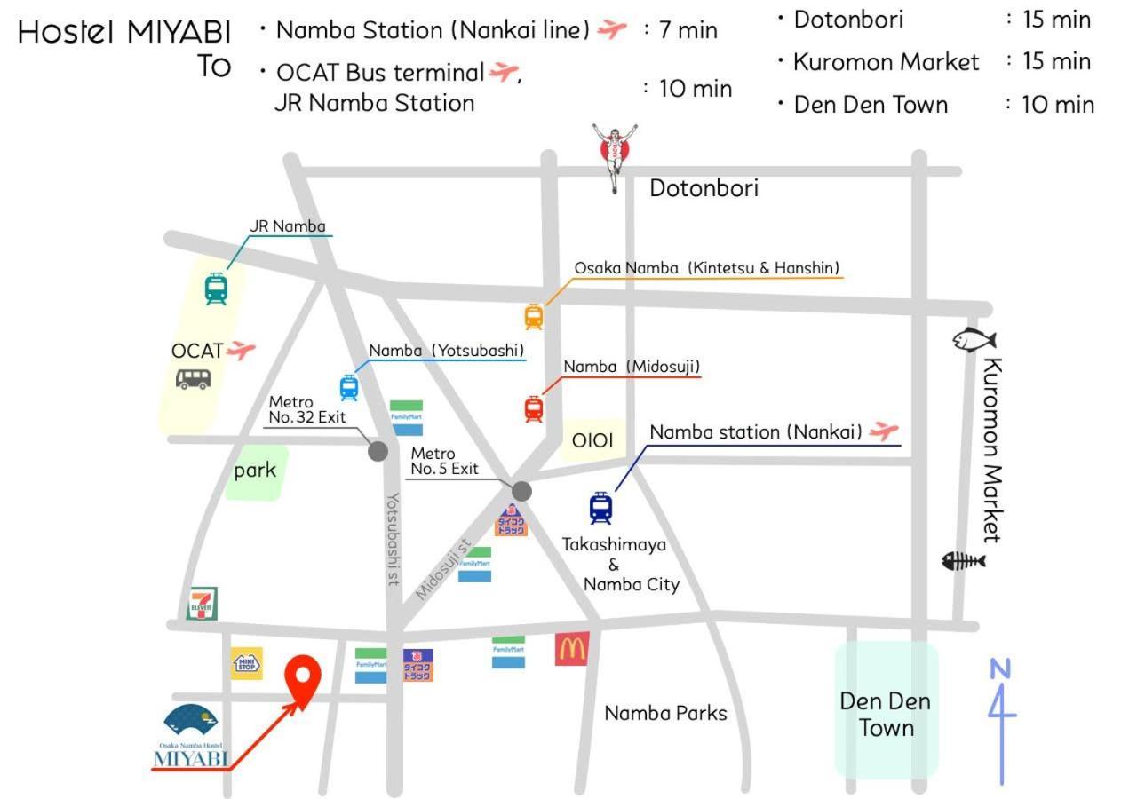 Osaka Namba Hostel Miyabi Ngoại thất bức ảnh